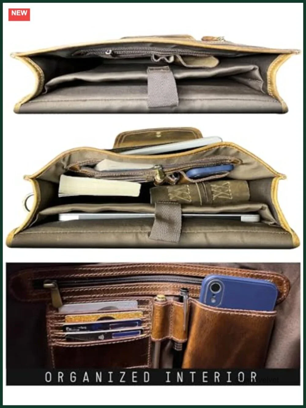 Leather Messenger Bag for Men - 16